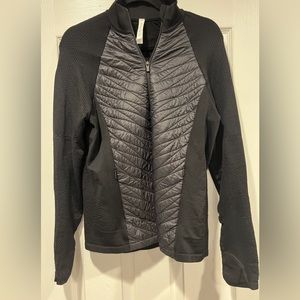 Athleta Black Quilted Panel Full-Zip Jacket